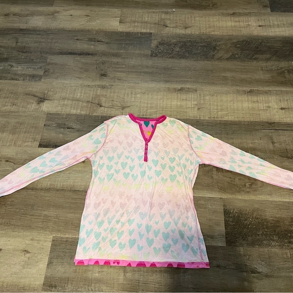 Little Sleepies Ombré Heart bamboo pajama TOP ONLY size Small - Picture 3 of 6